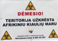 Informacija dėl neatidėliotinų priemonių vykdymo pasireiškus afrikinio kiaulių maro ligos protrūkiui šernų populiacijoje