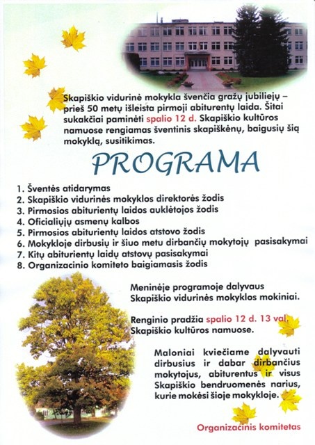 Skapiškio mokyklai - 50 metų
